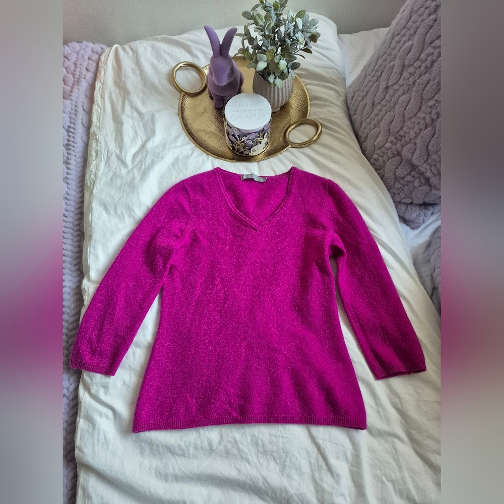 Cashmere Magenta V Neck Sweater